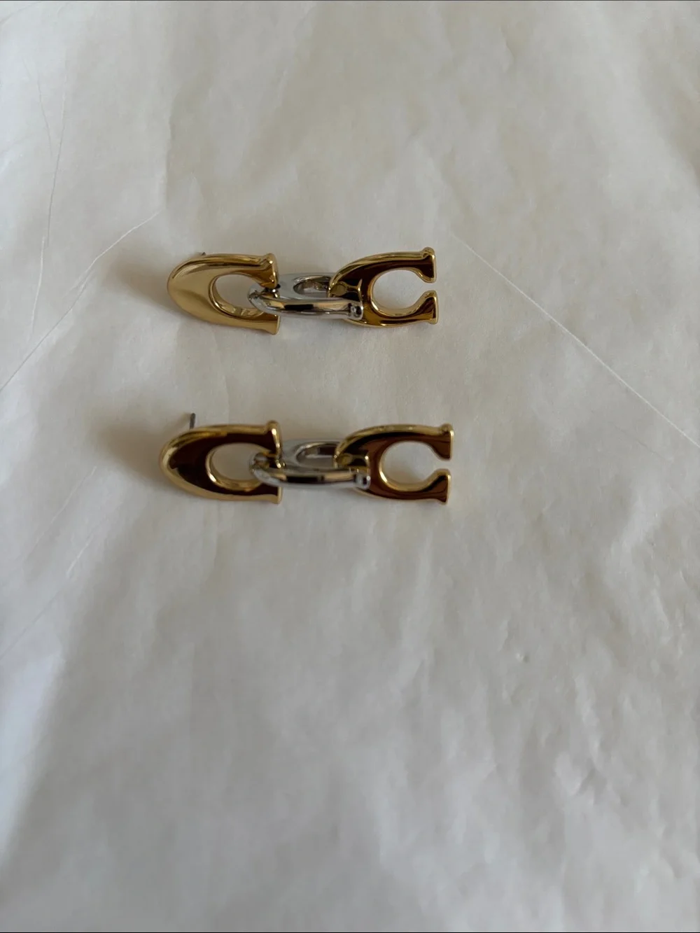 Coach signature 2 tone dangling earrings- Used